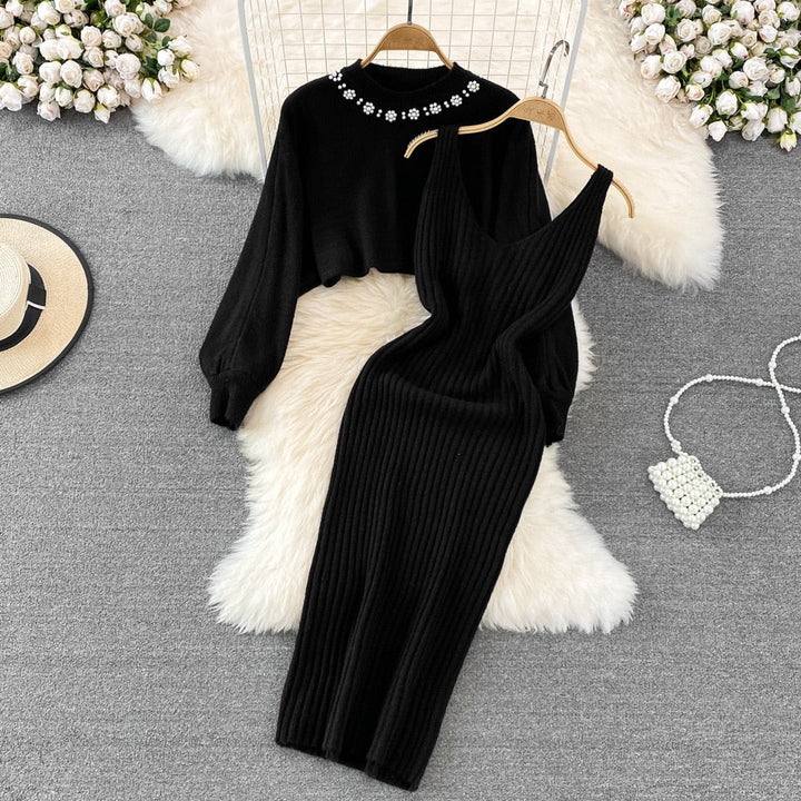 Comfortabele trui met pofmouwen uit de elegante dames comfy set.