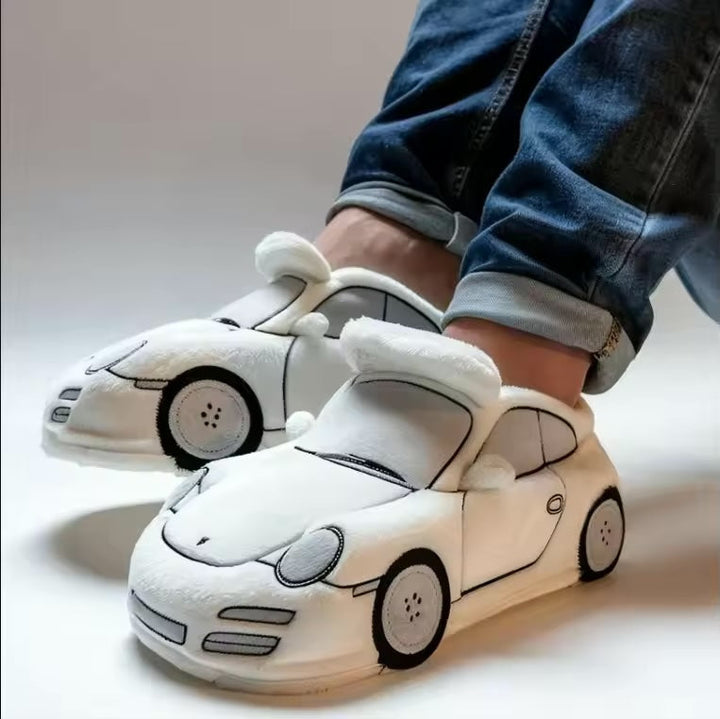 Gezellige warme heren winterpantoffels. Perfect voor thuis, met luxe sportauto design. Ultiem comfort.