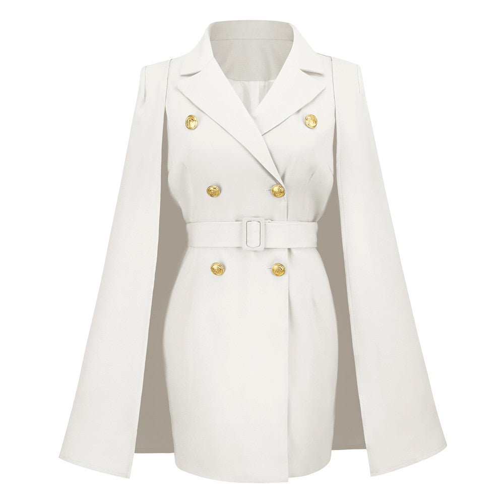 Modieuze FayenneDames kaap blazer jurk, een trendy keuze voor dames die stijl en klasse waarderen.