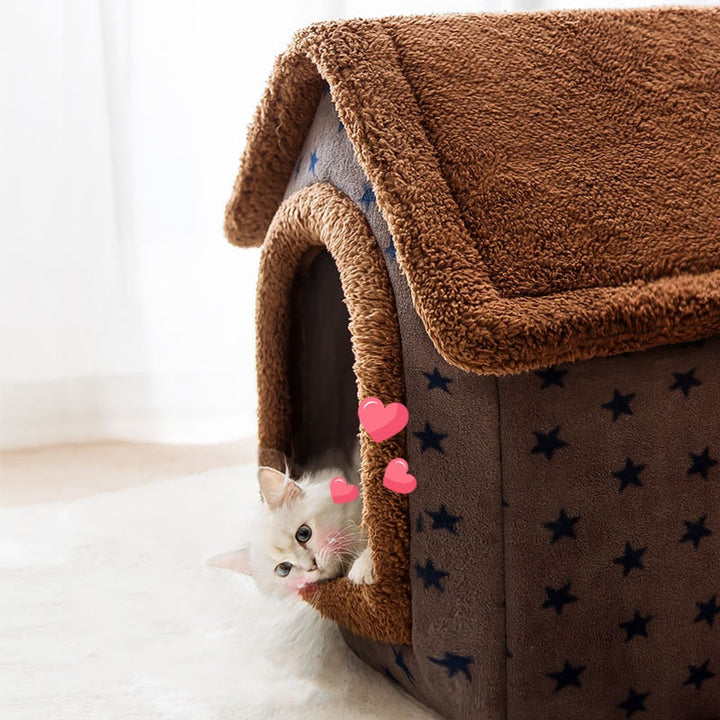 Zacht kattenhuisje voor een geborgen slaapplek. Knus, warm en comfortabel voor je kat.