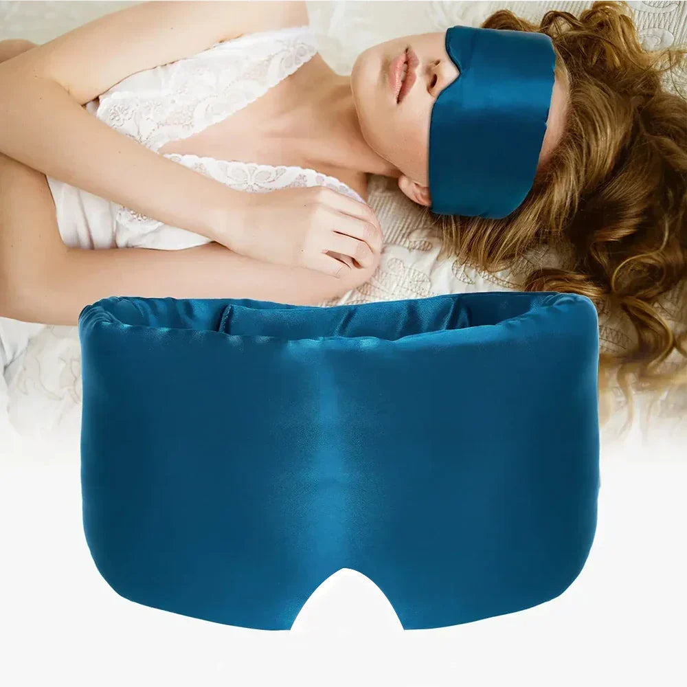 Ultra-zacht moerbeizijden slaapmasker, hypoallergeen en perfect voor gevoelige huid.