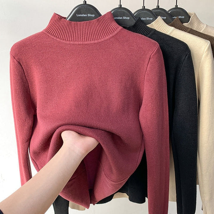Zachte, gevoerde dames sweater met fleece voering voor optimale warmte in de wintermaanden.