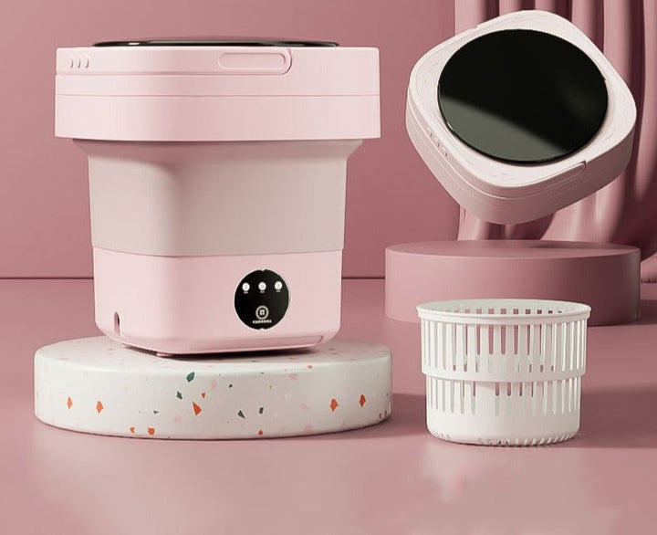 Draagbare opvouwbare mini wasmachine en droger; voor camping, reizen en kleine was in huis, energiezuinig.