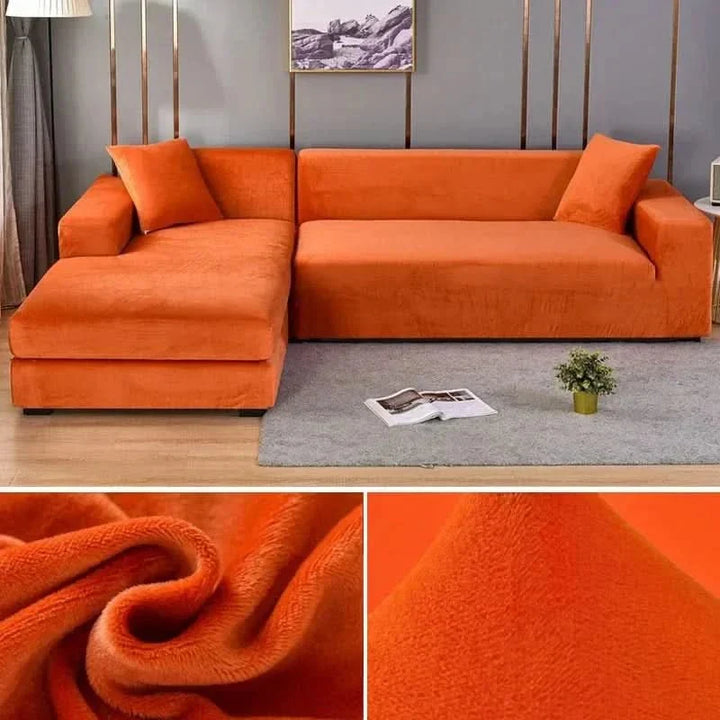 Elastische bankhoes van luxe velours, vernieuw uw woonkamer met comfort.