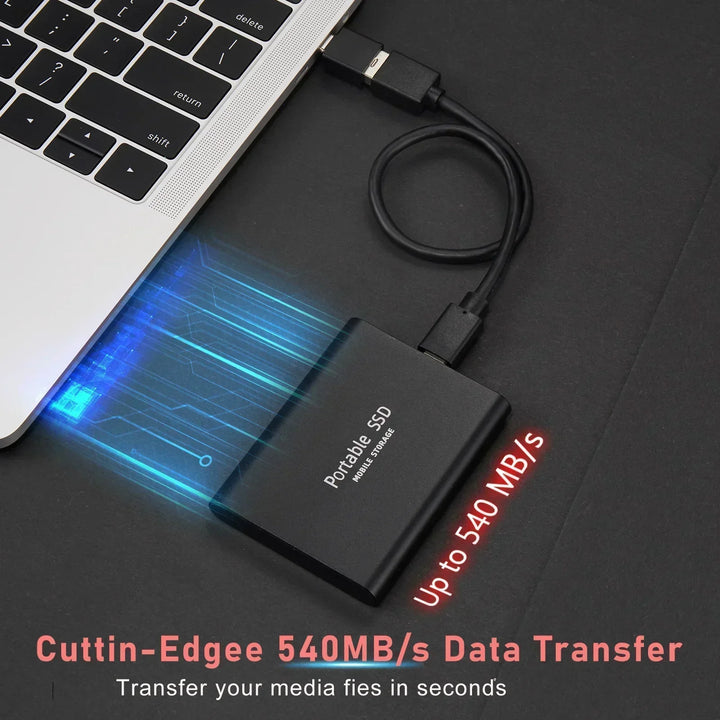 Ultrasnelle SpeedDrive Pro externe SSD 2TB met USB 3.1 voor snelle dataoverdracht.