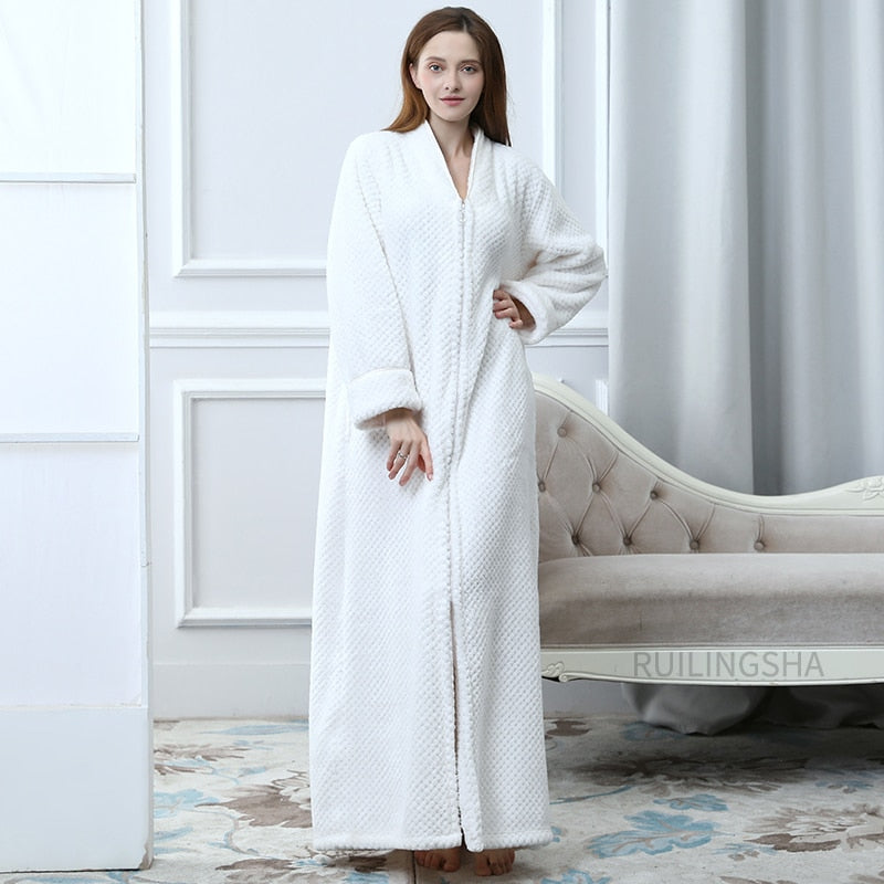 Luxueuze thermo badjas met rits, unisex, voor comfortabele winteravonden.