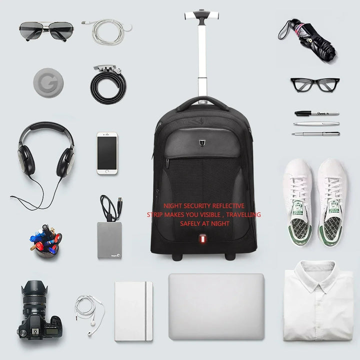Unisex weekendtas rolrugzak Helsinki, perfect voor korte uitstapjes. Veelzijdige trolleyrugzak met wieltjes.