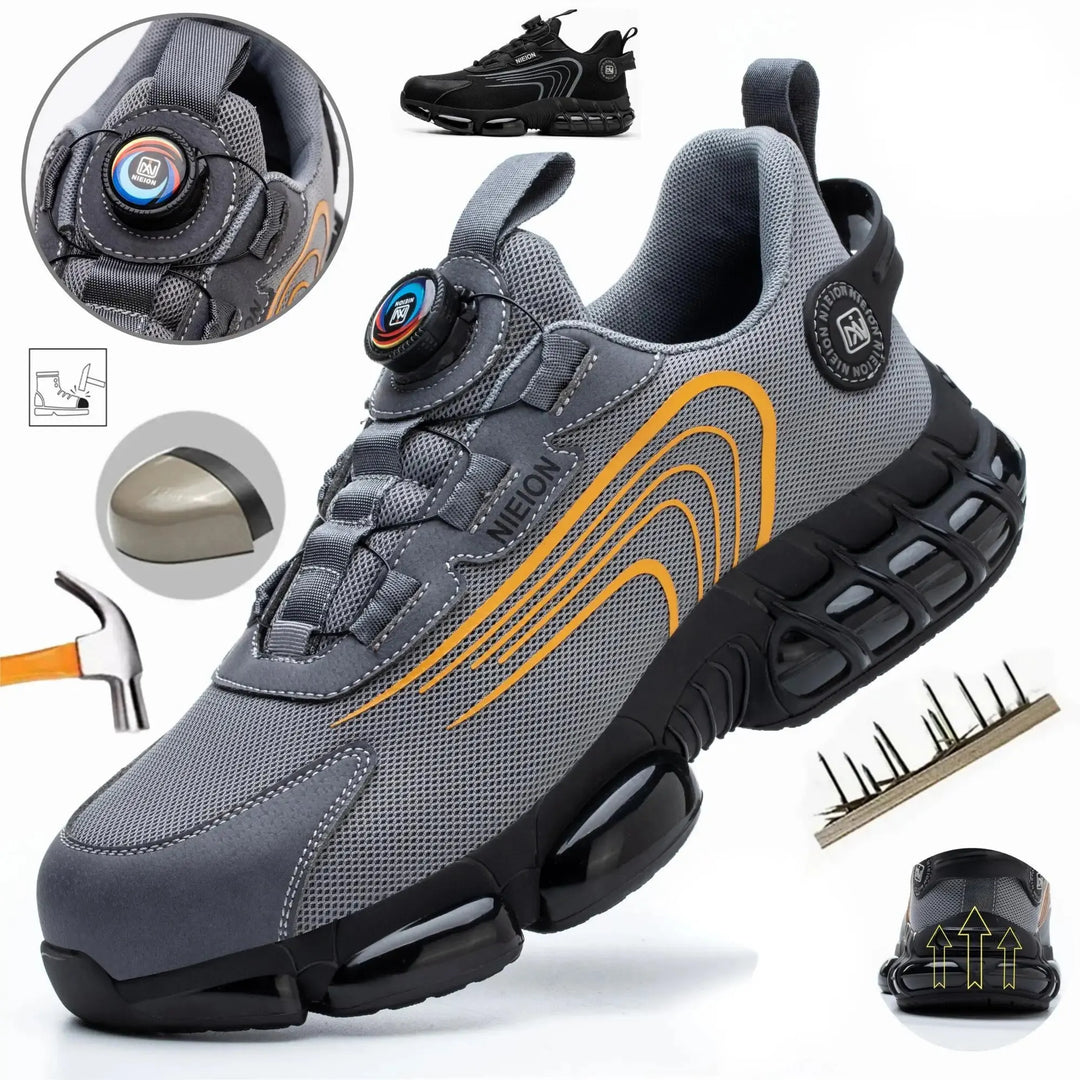 Heren werkschoenen met innovatieve draaibare gesp; S1P veiligheid & regular fit voor werkcomfort.