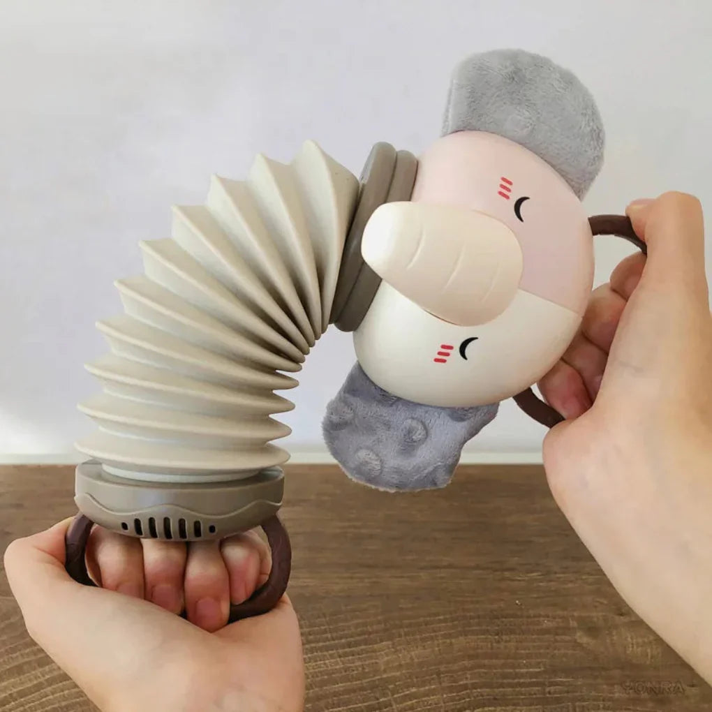 Auditief en tactiel babyspeelgoed: 2-in-1 accordeon rammelaar met vrolijke geluiden voor de ontwikkeling.