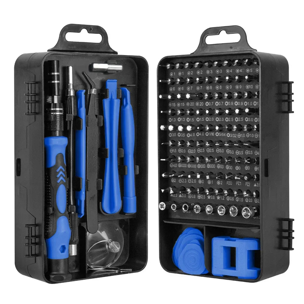 Handige ProFix precisie schroevendraaierset in gebruik voor reparatie van een smartphone of laptop.