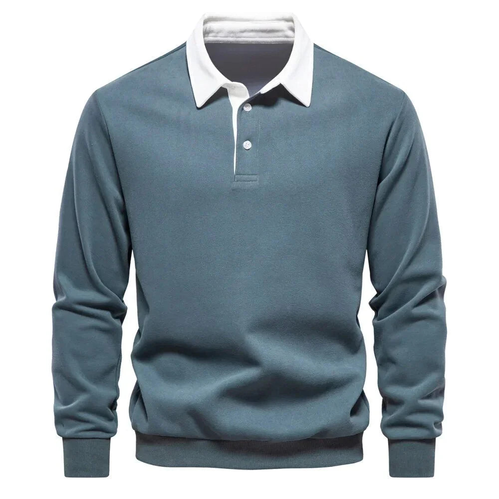 Comfortabele herenpolo met lange mouwen van polyester, perfect voor dagelijkse stijl en veelzijdig draagcomfort.