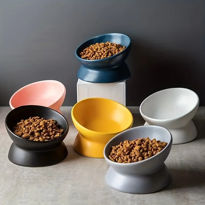 Verhoogde keramische voerbak voor hond of kat, comfortabel en gezond voor de nek.