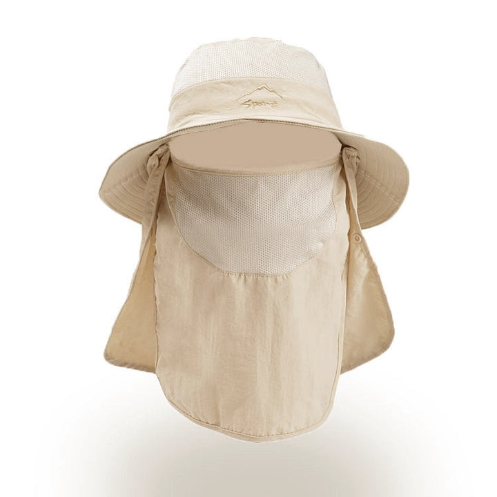 Ademende outdoor hoed voor mannen en vrouwen, met UV-bescherming, ideaal voor wandelen en kamperen.