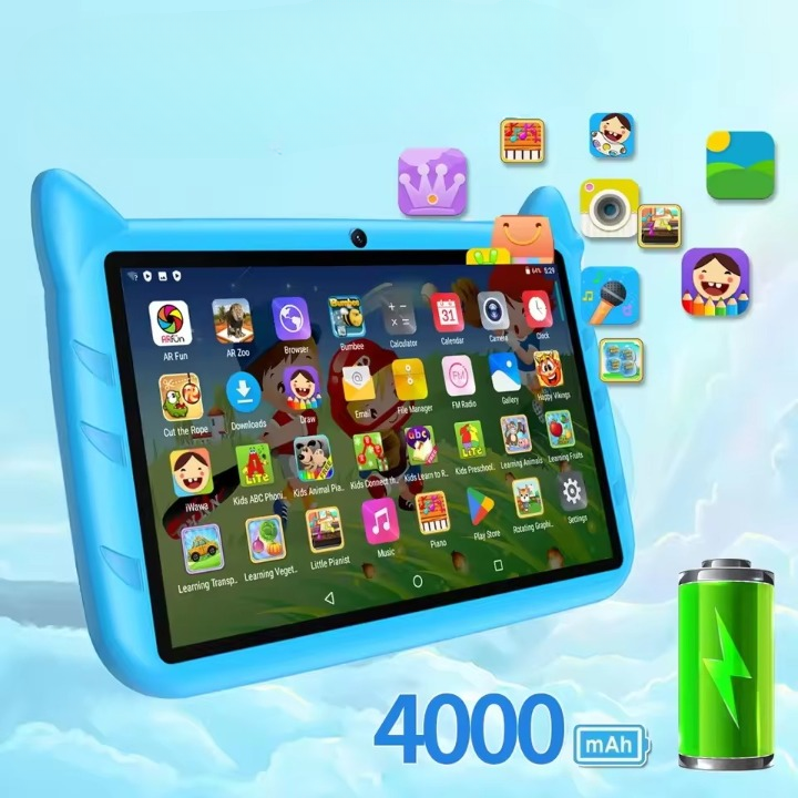 Roze kindertablet 7 inch met Android 13 en 5G WiFi, perfect voor educatieve spellen en kinderplezier.