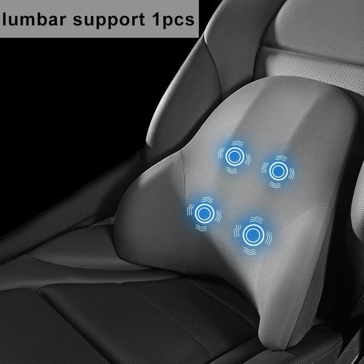 Universeel zwart ergonomisch auto rugkussen, compatibel met de meeste autostoelen voor verbeterd comfort.