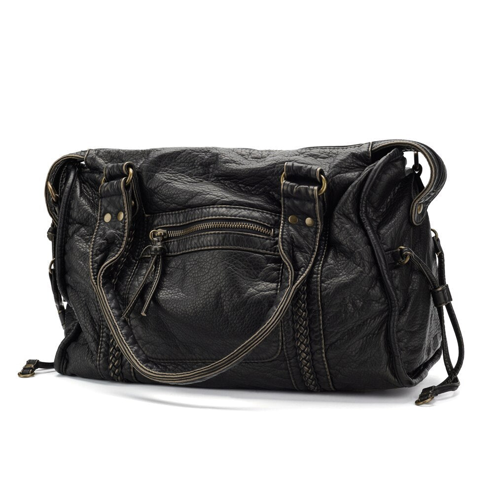 Modieuze zwarte schoudertas, elegante dames handtas met retro flair, geschikt voor elke gelegenheid.
