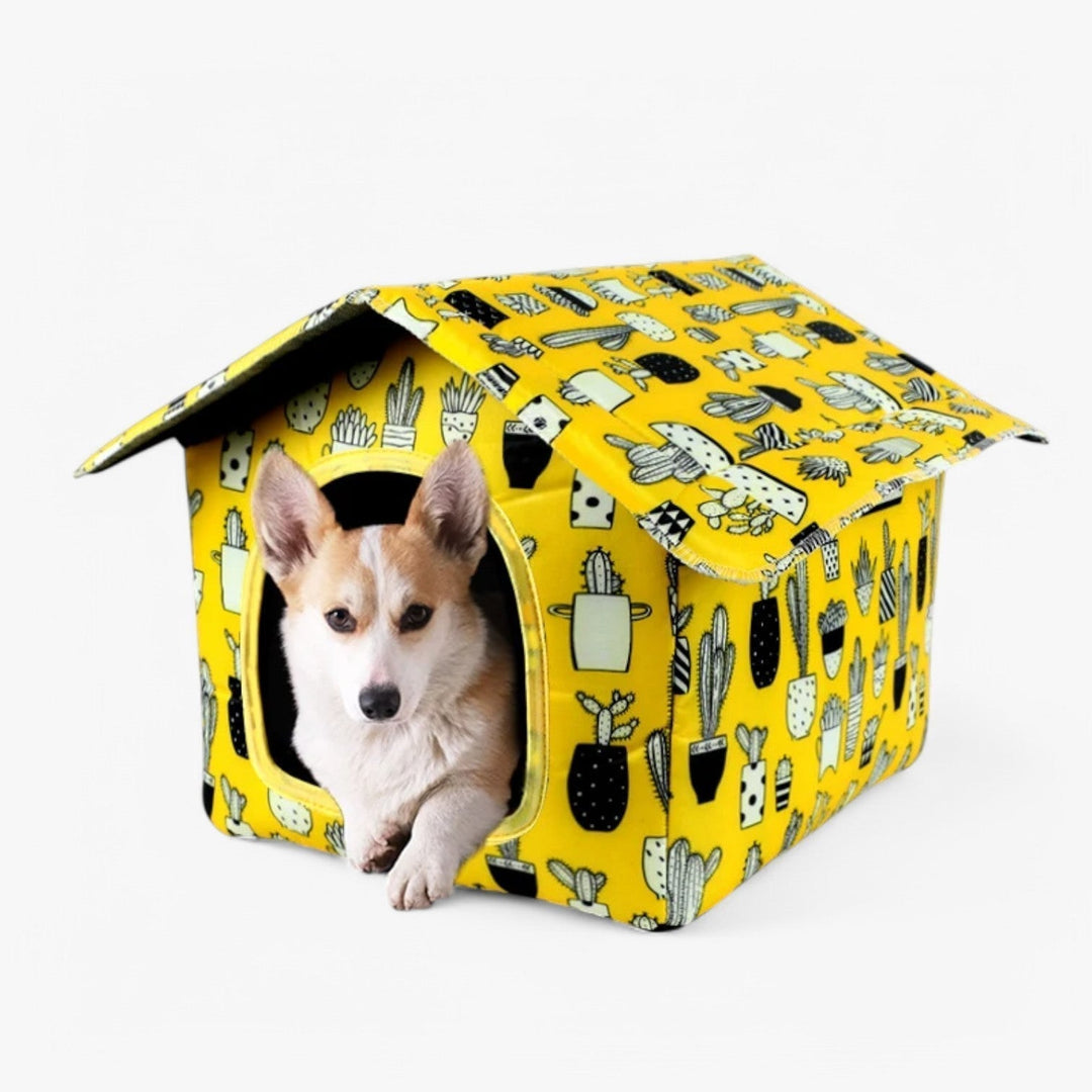 Warm waterdicht buitenhuis Nessa voor katten en honden; biedt bescherming en comfort.