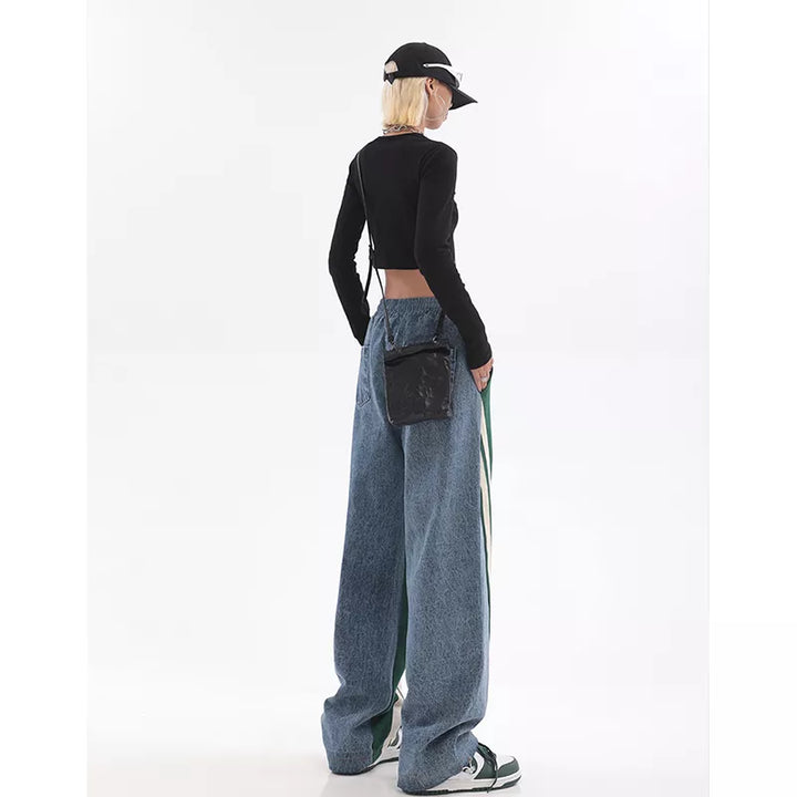Comfortabele hoge taille joggingbroek voor dames, trendy groen design, perfect voor ontspanning.