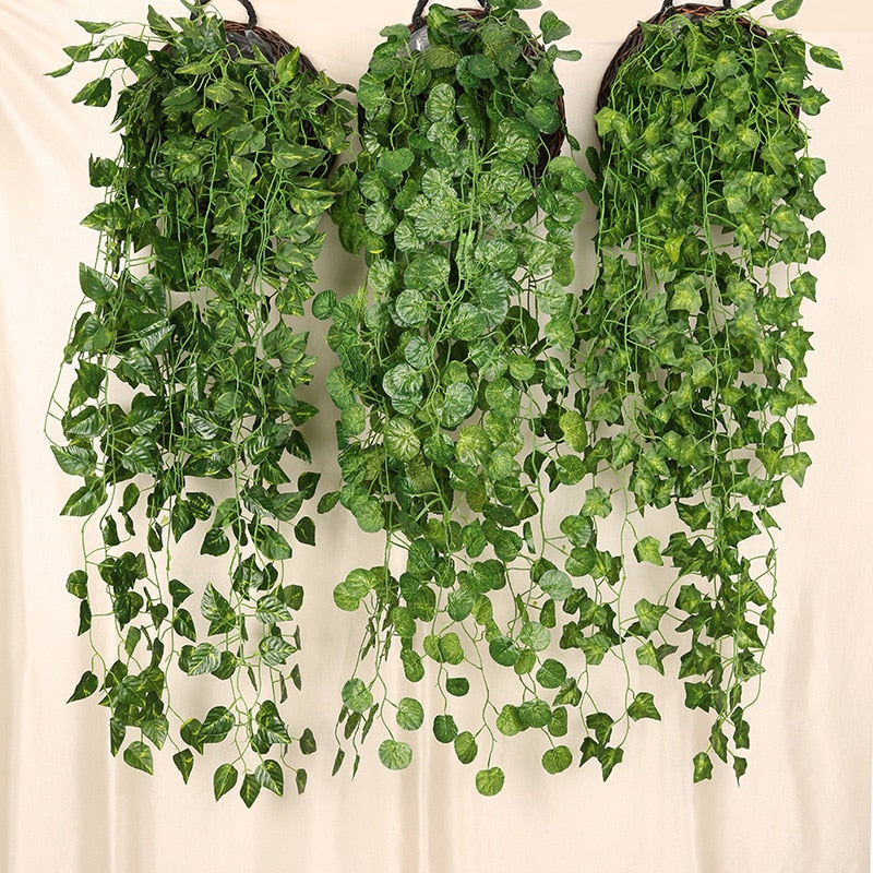 Realistische kunst klimop wanddecoratie (3 stuks) voor onderhoudsvrije groene muurdecoratie binnen of buiten.