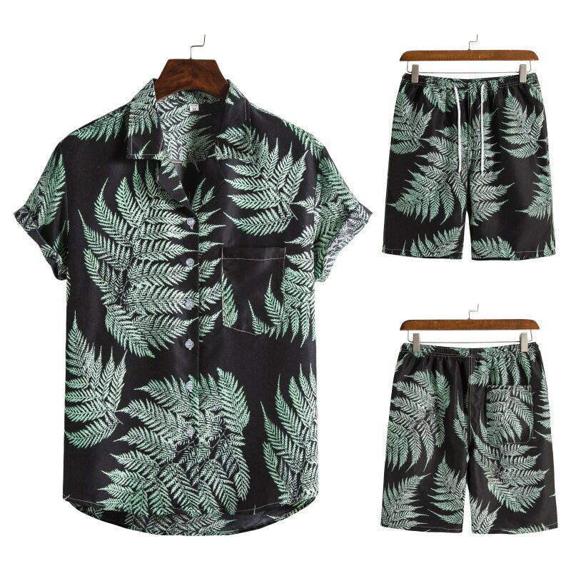 Heren Hawaï set: Zomers shirt & korte broek, ideaal voor strand, vakantie of festival.