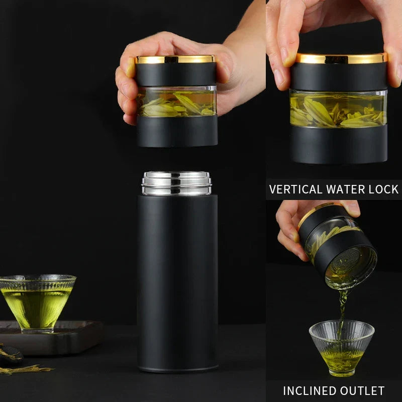 Theefles 450 ml met ingebouwd theefilter en LED display, houdt dranken warm/koud. Duurzaam voor dagelijks gebruik.