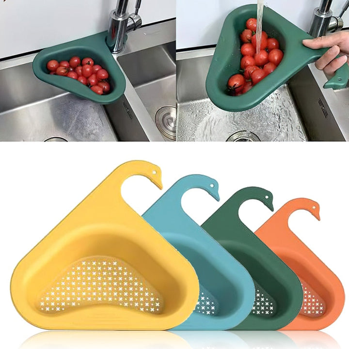 Keukenaccessoire voor organisatie: een handige zeef om spoelbak vrij te houden van afval en etensresten.