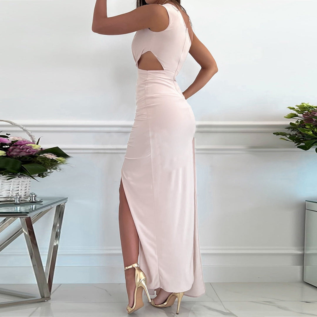Elegante roze damesjurk, comfortabel en stijlvol voor elke gelegenheid. Een veelzijdige roze feestjurk.