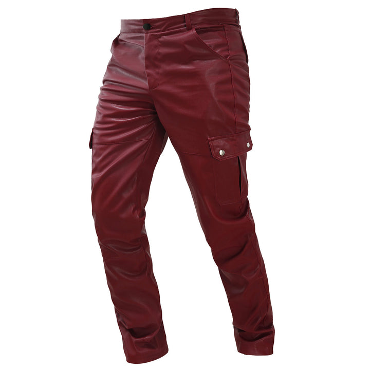 Heren cargo broek met glanzend leereffect. Comfortabele, moderne herenbroek met praktische zijzakken voor elke dag.