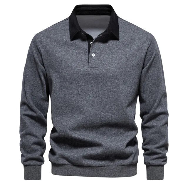 Casual herenpolo met lange mouwen, ontworpen voor comfort en een tijdloze, veelzijdige look.