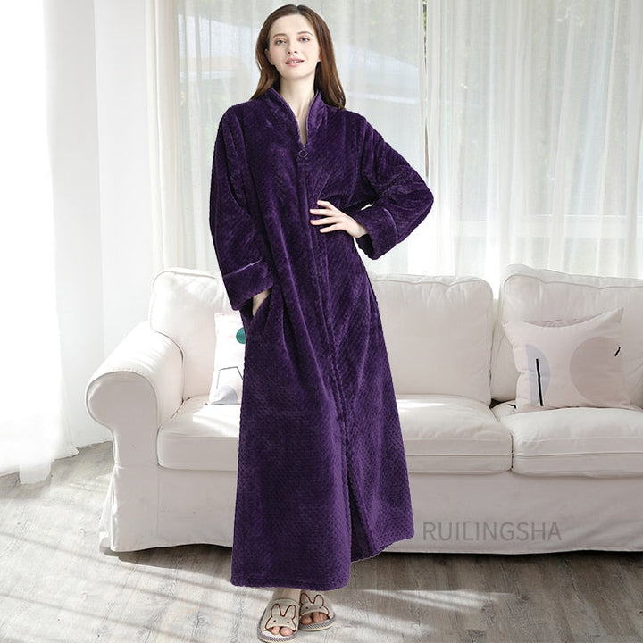 Zachte en warme unisex badjas met rits, de perfecte relaxkleding.