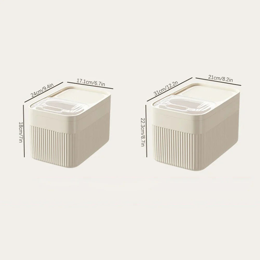 Praktische 5kg luchtdichte voercontainer voor huisdierbenodigdheden. Ideaal voor honden- en kattenvoer opslag.