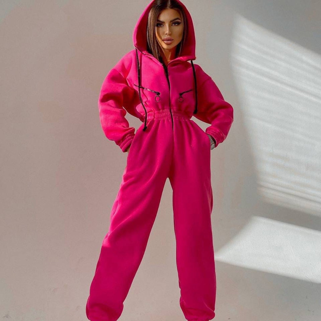 Stijlvol dames vrijetijdspak met hoody, perfect voor weekenden thuis.