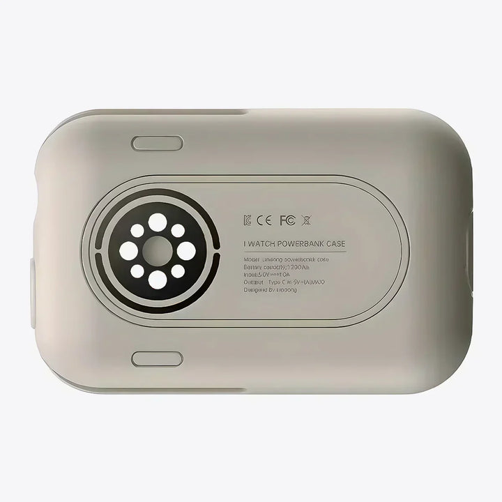 Compacte zwarte draadloze oplader voor Apple Watch; stijlvolle gadget voor zorgeloos opladen op reis.