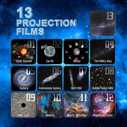 Unisex Orion galaxy projector met 13 projecties creëert ontspannende sterrenhemel; ideaal cadeau voor ruimte liefhebbers.