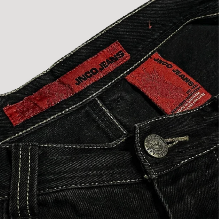 Comfortabele zwarte retro baggy jeans voor dames met hoge taille en wijde pijpen, must-have casual kleding.