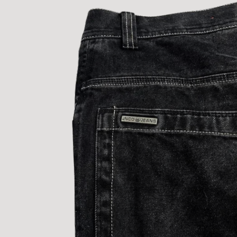 Stijlvolle zwarte baggy dames jeans met hoge taille, ideaal voor een relaxte en modieuze damesmode outfit.