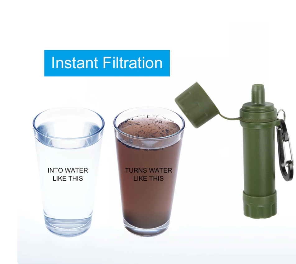 PureTrail 1200 outdoor waterfilter tussen kampeer- en survivaluitrusting. Belangrijk voor veilig drinkwater op elk avontuur.