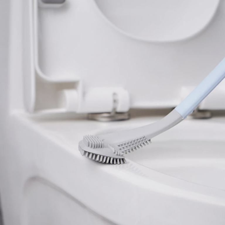 Ultiem hygiënische siliconen toiletborstel met houder. Flexibele borstel voor grondige WC reiniging en een frisse badkamer.