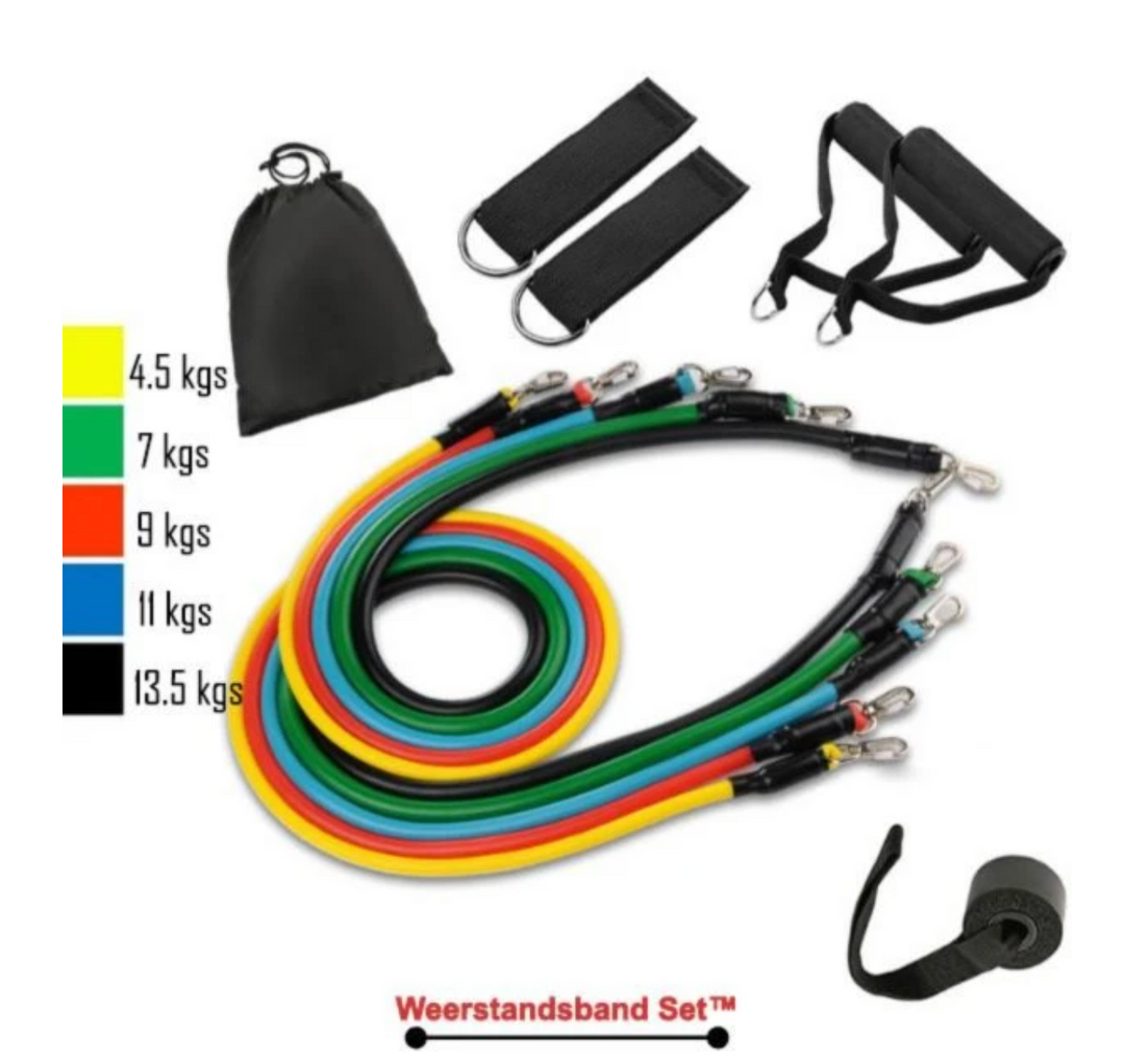 Set MuscleBands weerstandsbanden voor effectieve unisex thuis krachttraining en spieropbouw.
