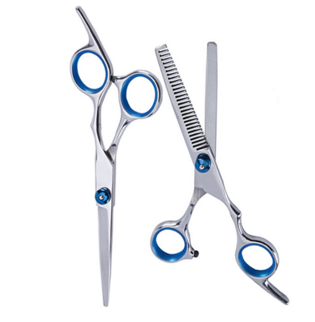 Professionele 10-delige kappersset voor thuis, inclusief roestvrijstalen scharen en benodigdheden voor haarverzorging.