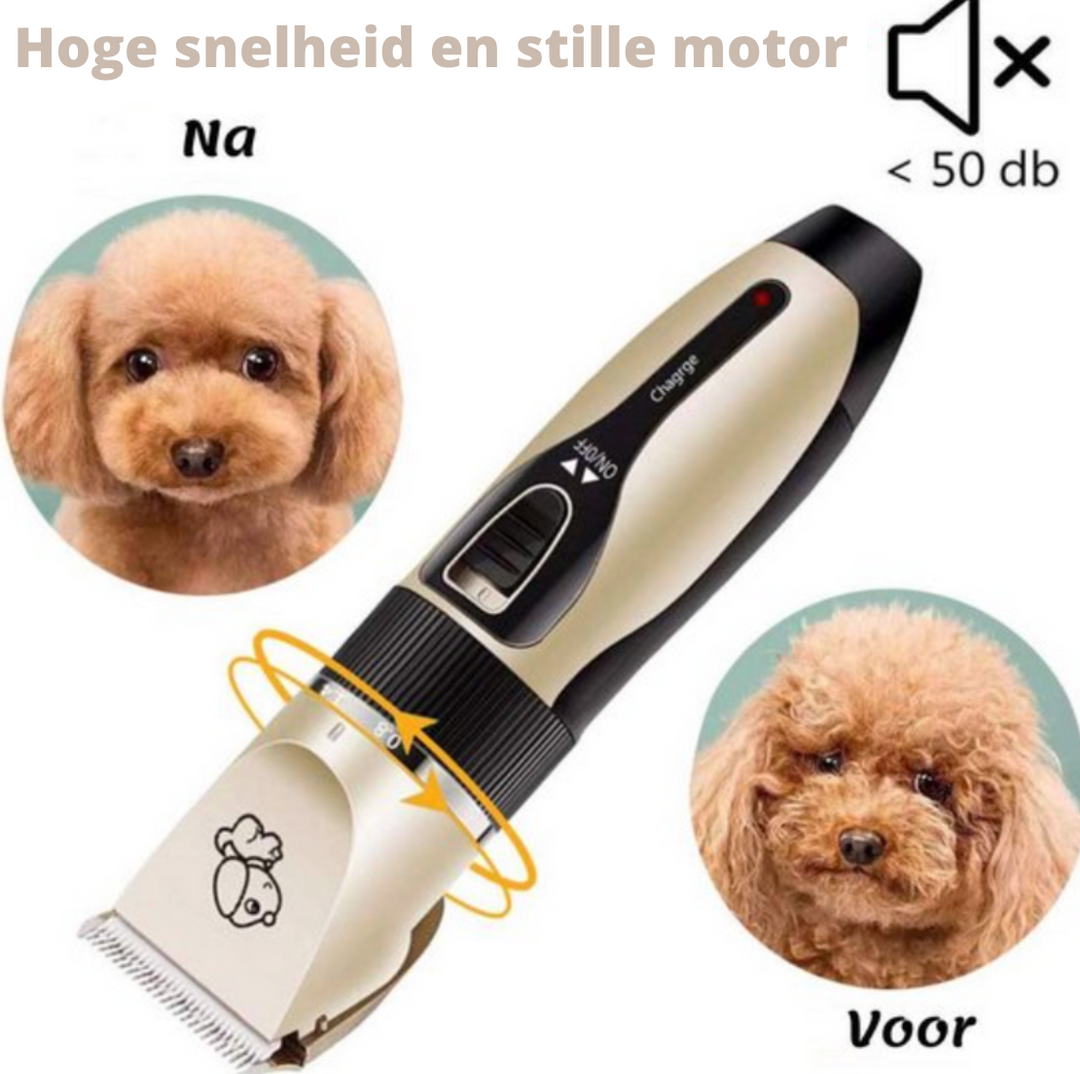 Complete set voor huisdierverzorging: hondentrimmer met 4 kammen en gratis ontharingsborstel.