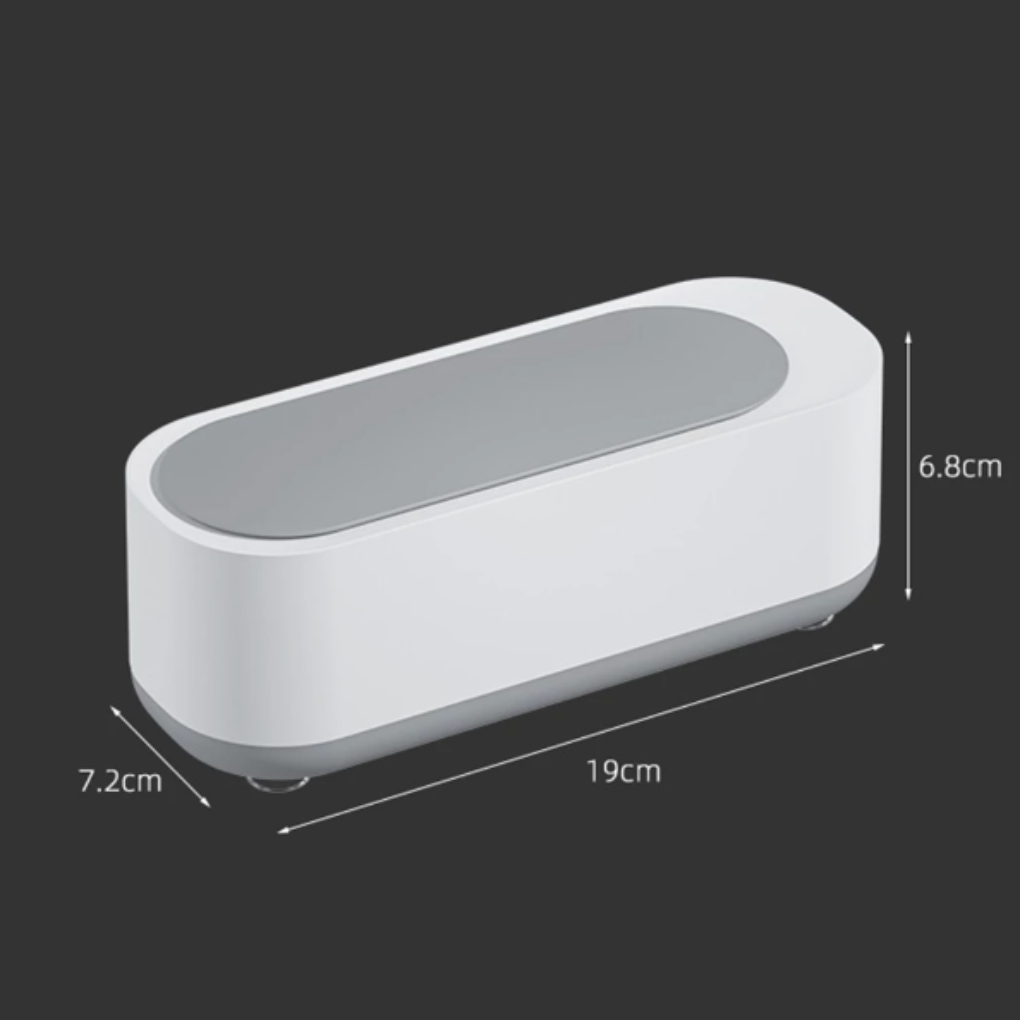 Ultrasoon reiniger voor brillen, horloges en sieraden; verwijdert vuil met delicate geluidsgolven.
