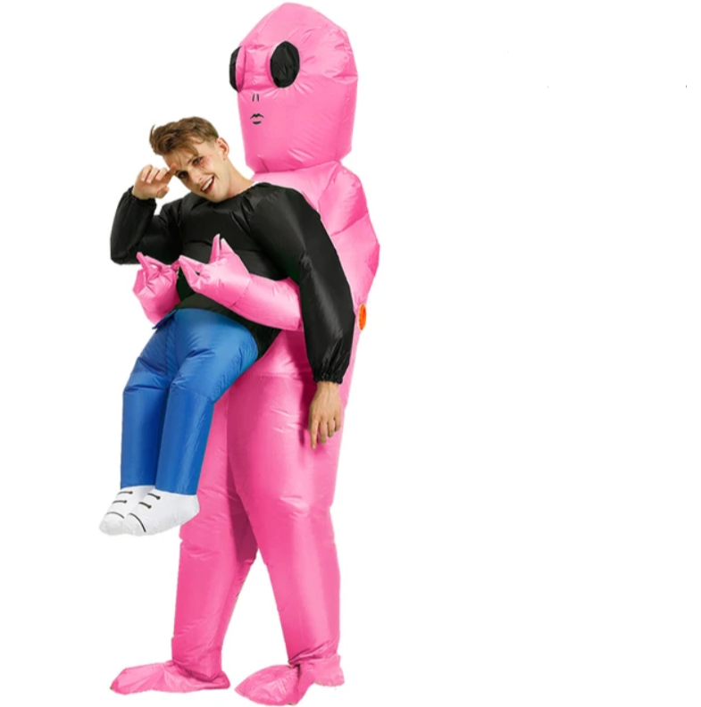 Unisex opblaasbaar alien kostuum; perfect voor Halloween, carnaval of als unieke verkleedkleding voor elk feest.