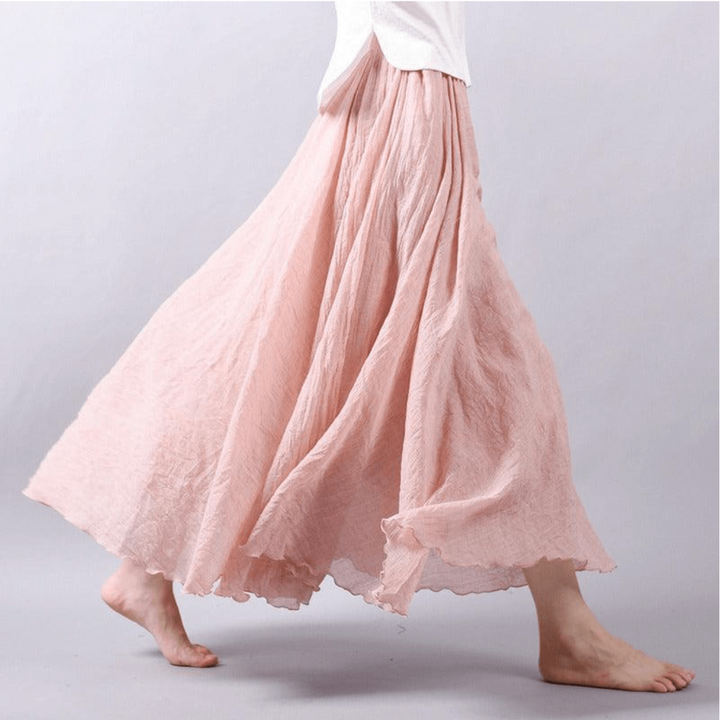 Comfortabele lange dames maxirok met een vloeiende bohemian stijl, perfect voor vrouwenmode.