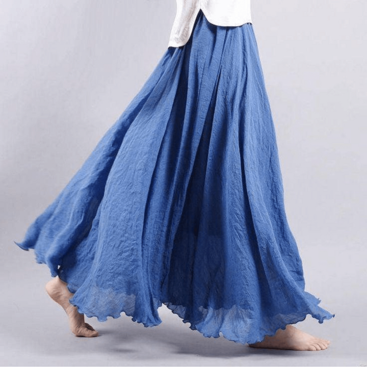 Vloeiende bohemian maxirok voor dames, een comfortabele en chique lange zomerrok voor warme dagen.
