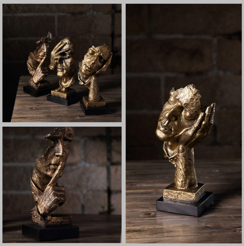 Elegante gouden abstracte sculptuur Soren, ideaal als uniek designstuk voor uw moderne woonruimte.
