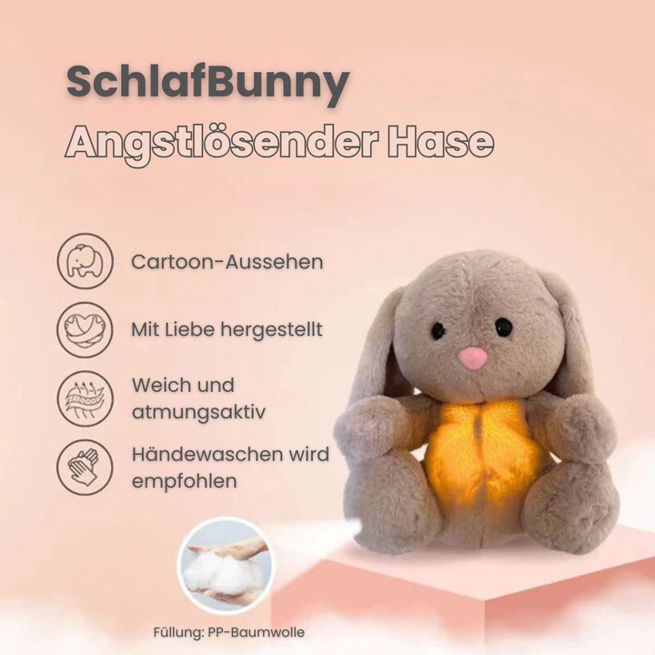 Rustgevend knuffelkonijn, pluche met ademfunctie voor diepe ontspanning en betere slaap. Bevordert welzijn.