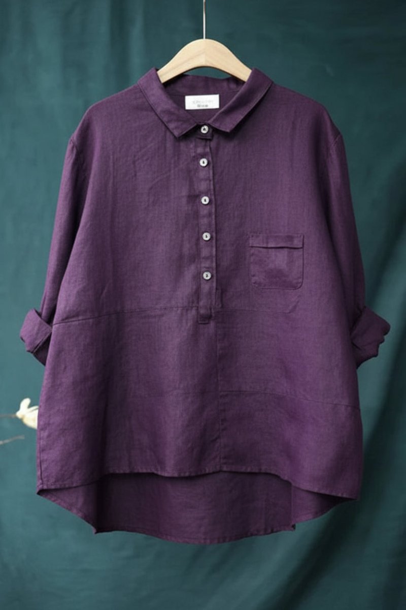 Dames pullover shirt in jade met functionele knopen. Stijlvol, comfortabel en perfect voor de lente of herfst.