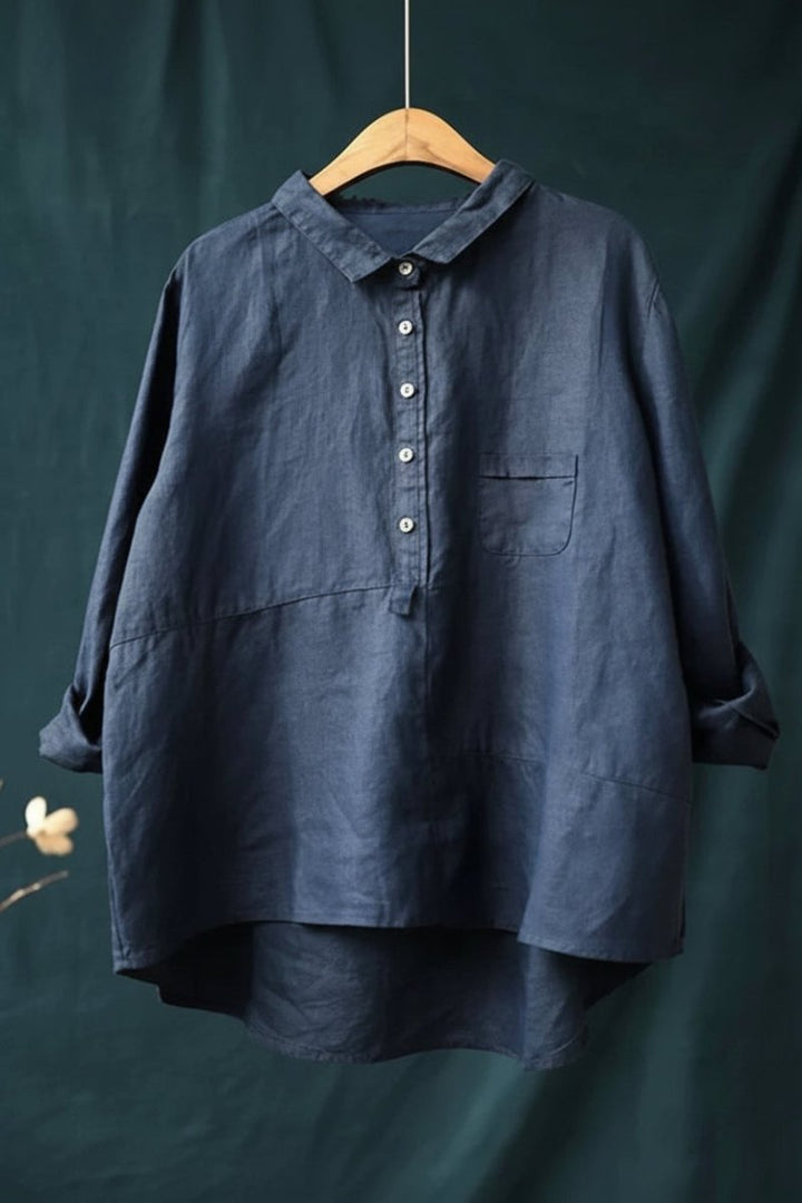 Stijlvolle jade dames blouse-pullover met knopen, voor een trendy en ontspannen uitstraling.