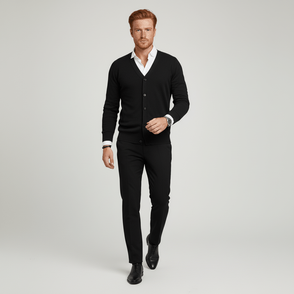 Groen Alexander slim fit mannen vest, V-hals, lange mouwen. Combineer comfort met stijl.